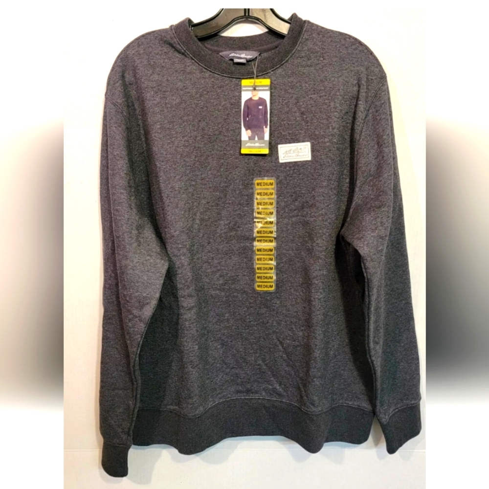 NEW Eddie Bauer Mens Outdoor Heavyweight Crewneck Sweatshirt Medium HeatherBlack